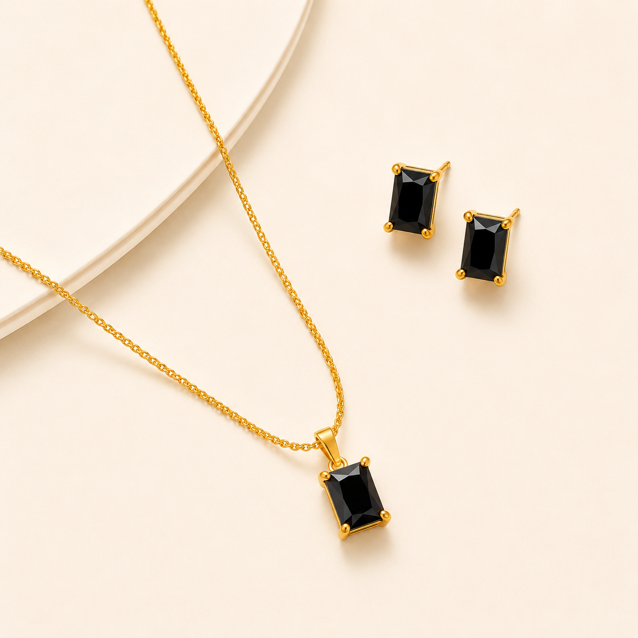 Midnight Princess Cut Necklace Set 🖤