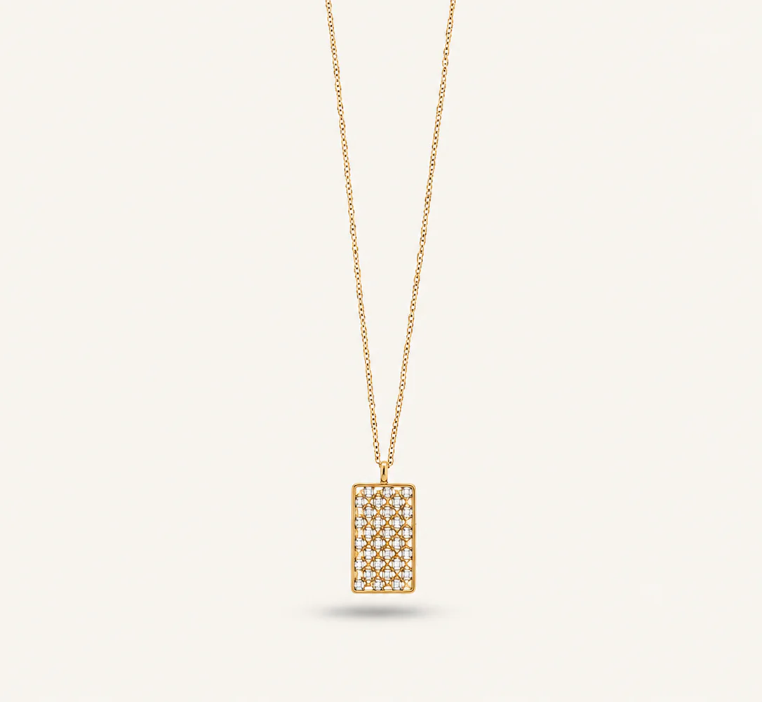 Diamond Rectangle Pendant Necklace ✨