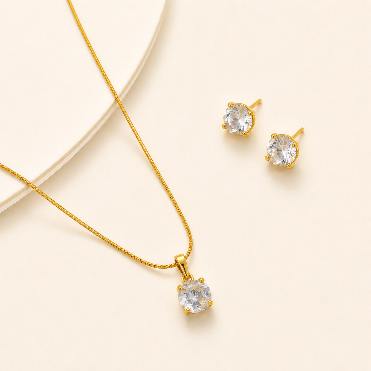 Celestial Spark Solitaire Necklace Set 🤍