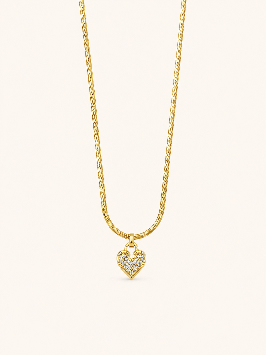 Crystal Heart Charm Gold Necklace 💖