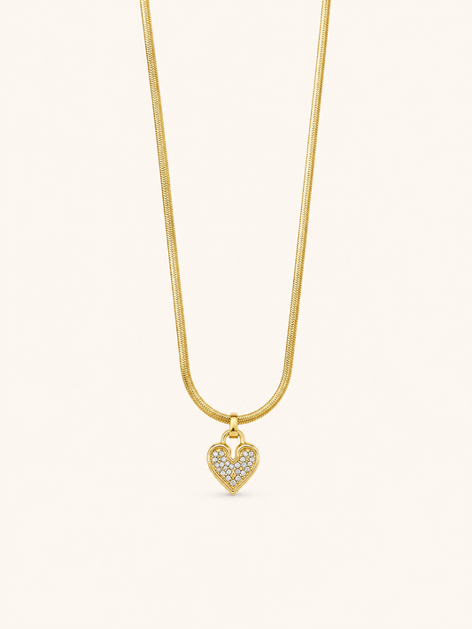 Crystal Heart Charm Gold Necklace 💖