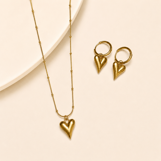 Eternal Open Heart Necklace Set 💛
