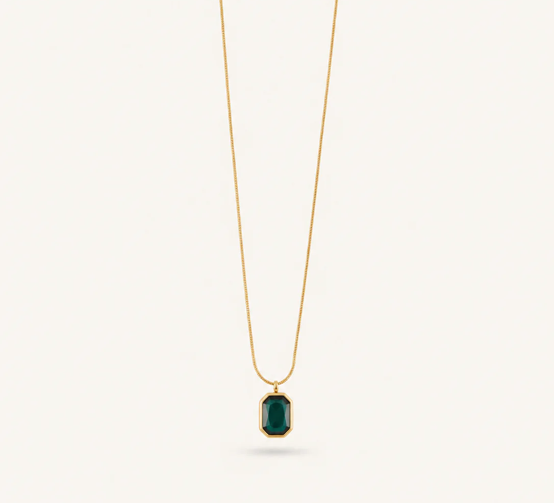 Everyday Exquisite Green Stone Gold Necklace💚