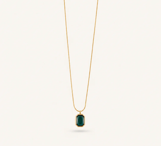 Everyday Exquisite Green Stone Gold Necklace💚