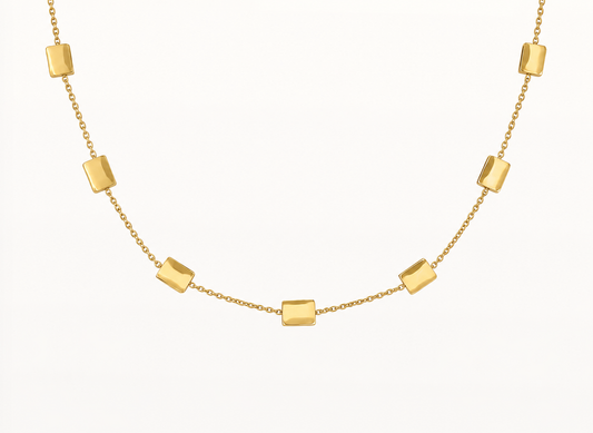 Gleaming Gold Rectangle Station Necklace ✨