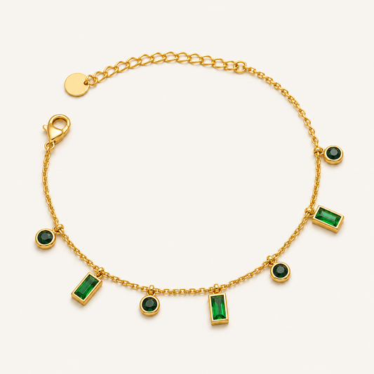 Gold Green Parade Charm Bracelet 💚