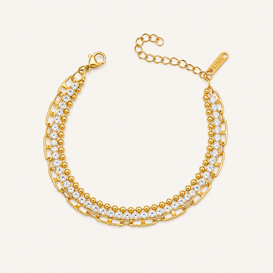 Golden Glamour Triple Layer Bracelet 👑