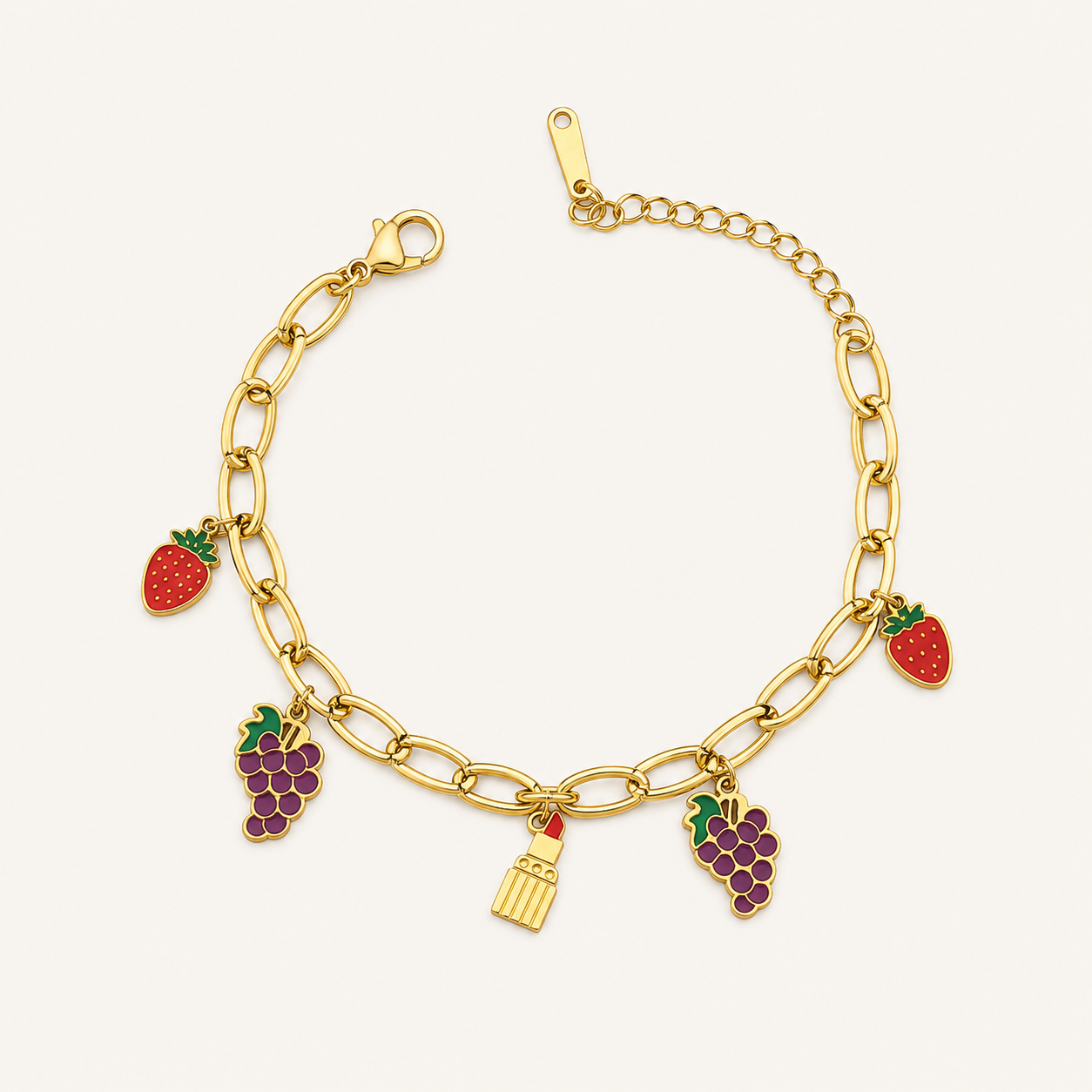 Fruit Lipstick Charm Bracelet 🍒