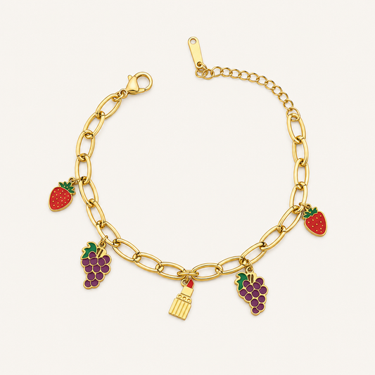 Fruit Lipstick Charm Bracelet 🍒