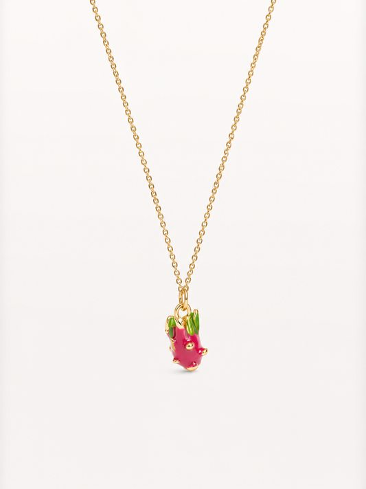 Minimal Pink Dragon Fruit Charm Necklace 💗