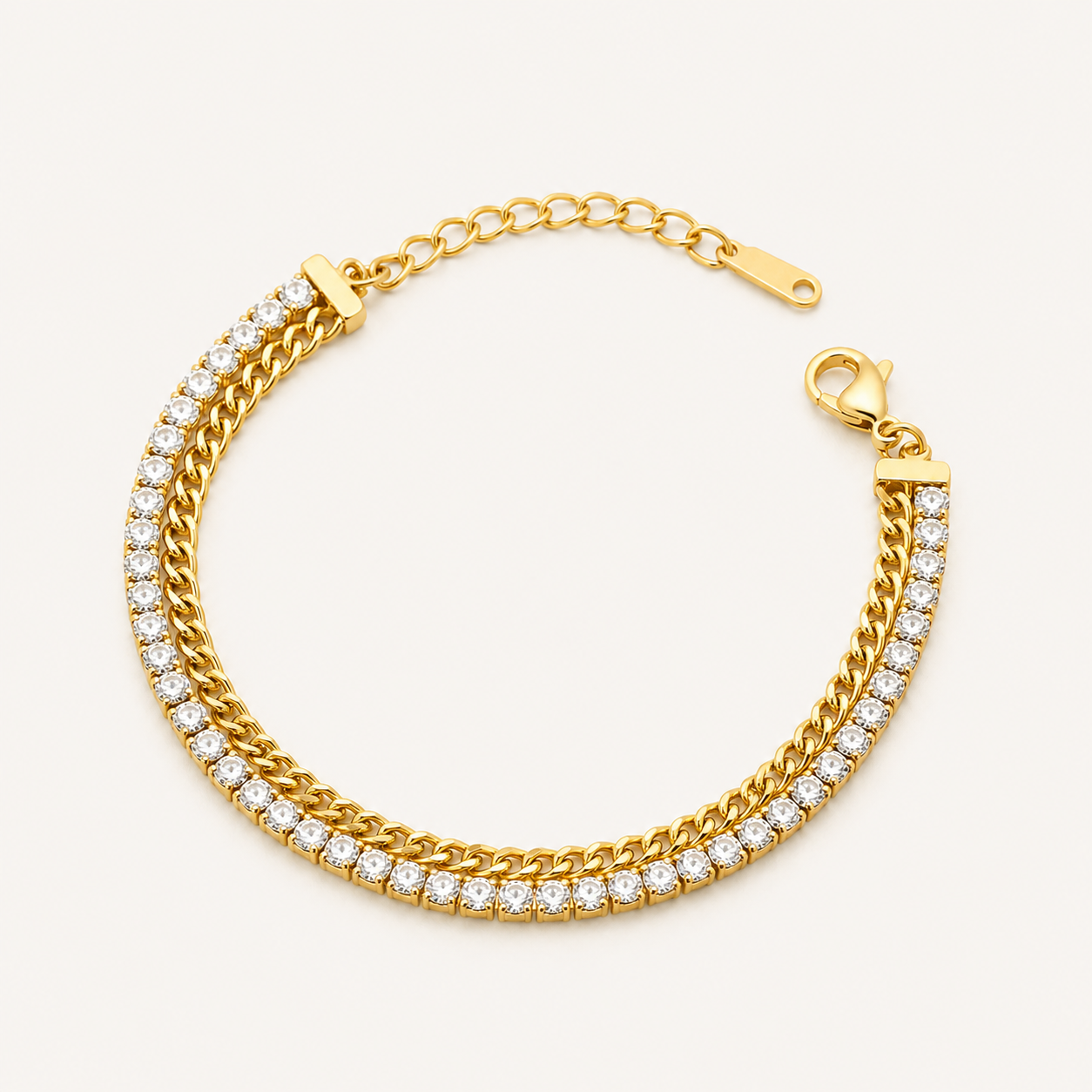 Double Row Crystal Tennis Bracelet 🤍