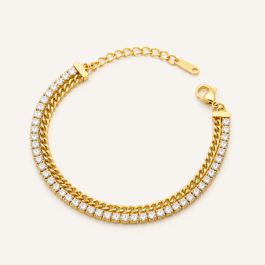 Double Row Crystal Tennis Bracelet 🤍