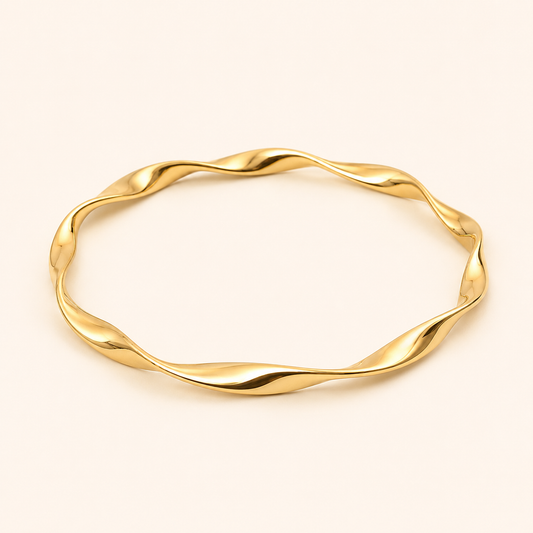 Twisted Ripple Gold Bangle 🟡