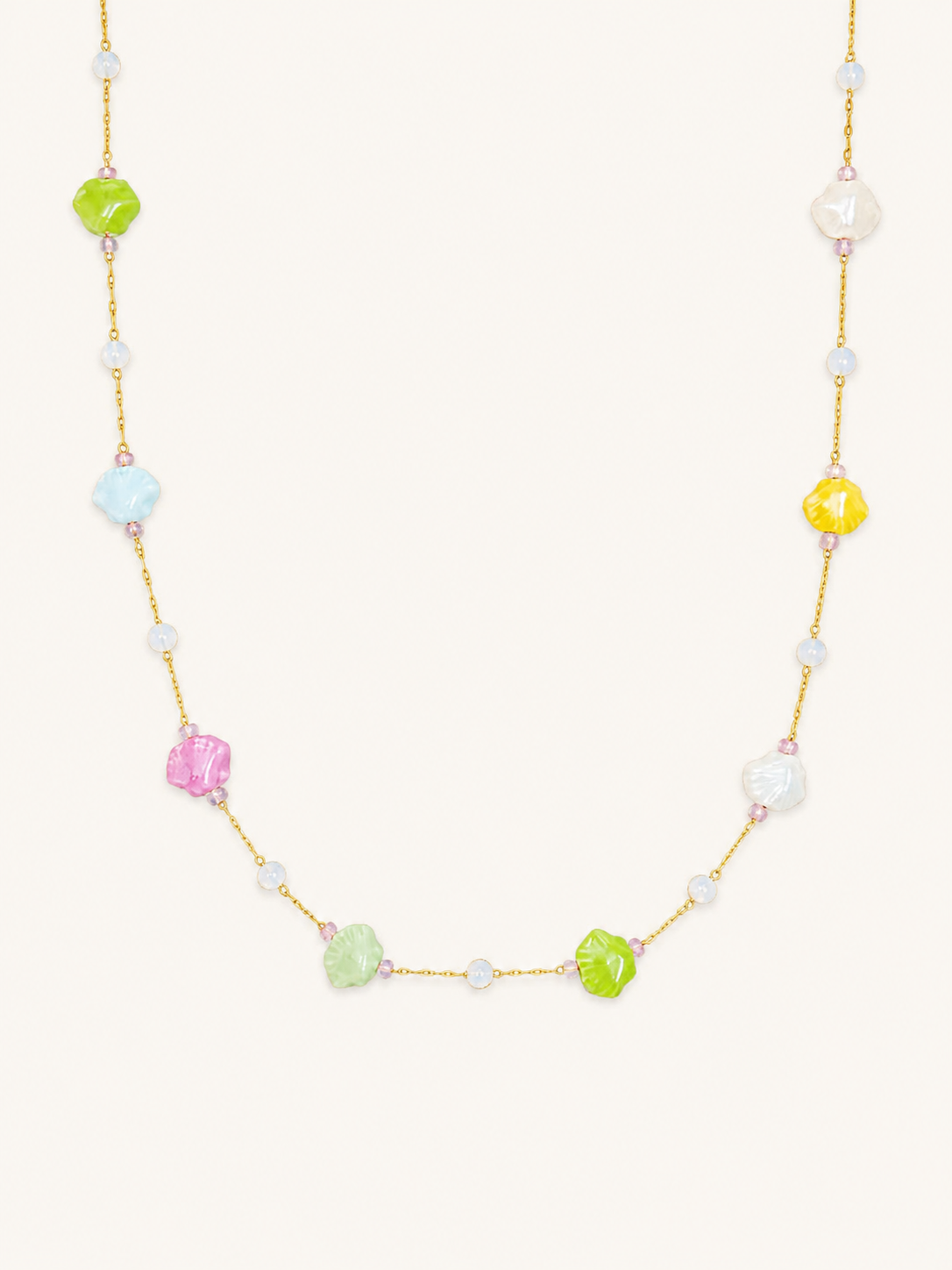 Multicolor Ocean Shell Linked Station Necklace 🩵