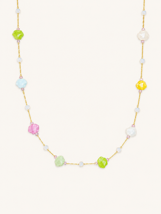 Multicolor Ocean Shell Linked Station Necklace 🩵