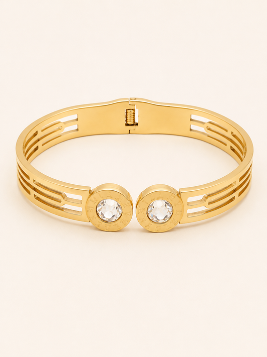 Round Crystal Equilibrium Cuff Bracelet 🤍