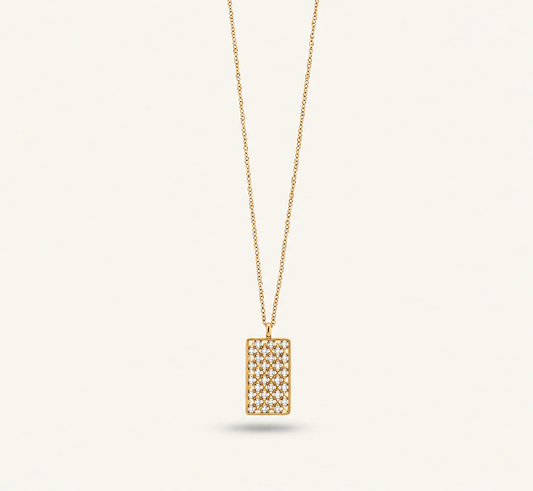 Diamond Rectangle Pendant Necklace ✨