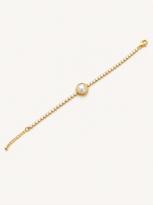 Pearl Tennis Chain Bracelet 🤍