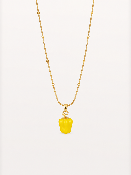 Tropical Yellow Pepper Pendant Necklace 💛