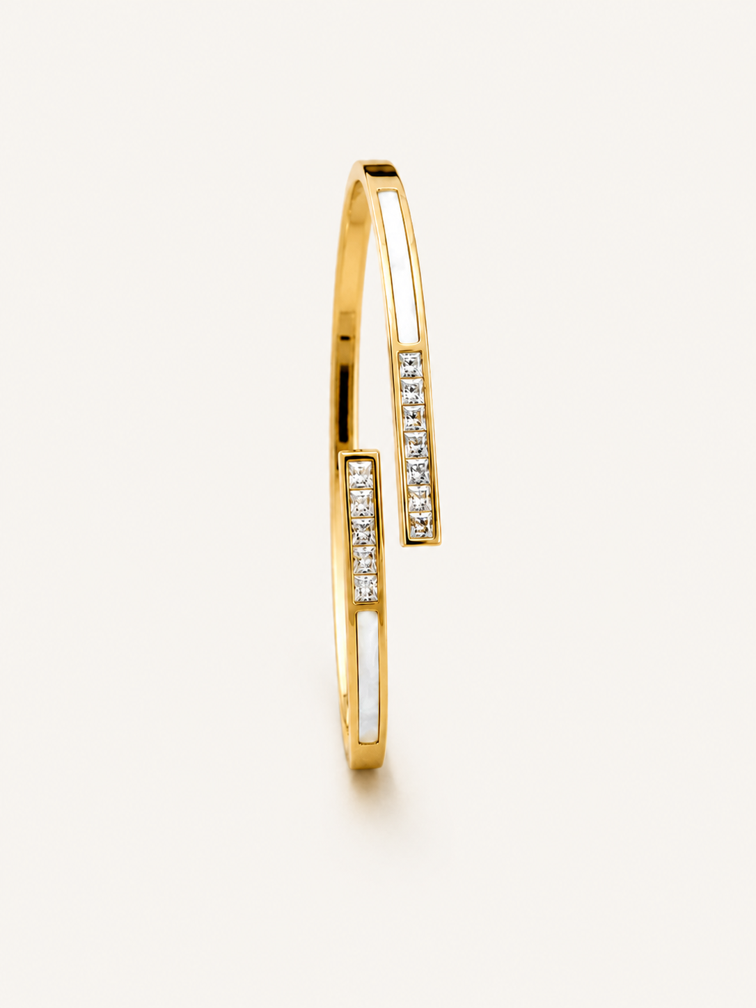 White Enamel Crystal Bangle 🤍