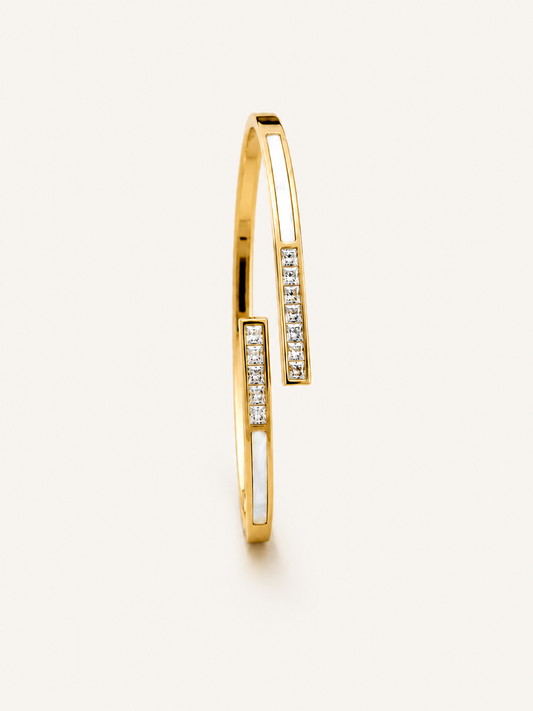 White Enamel Crystal Bangle 🤍