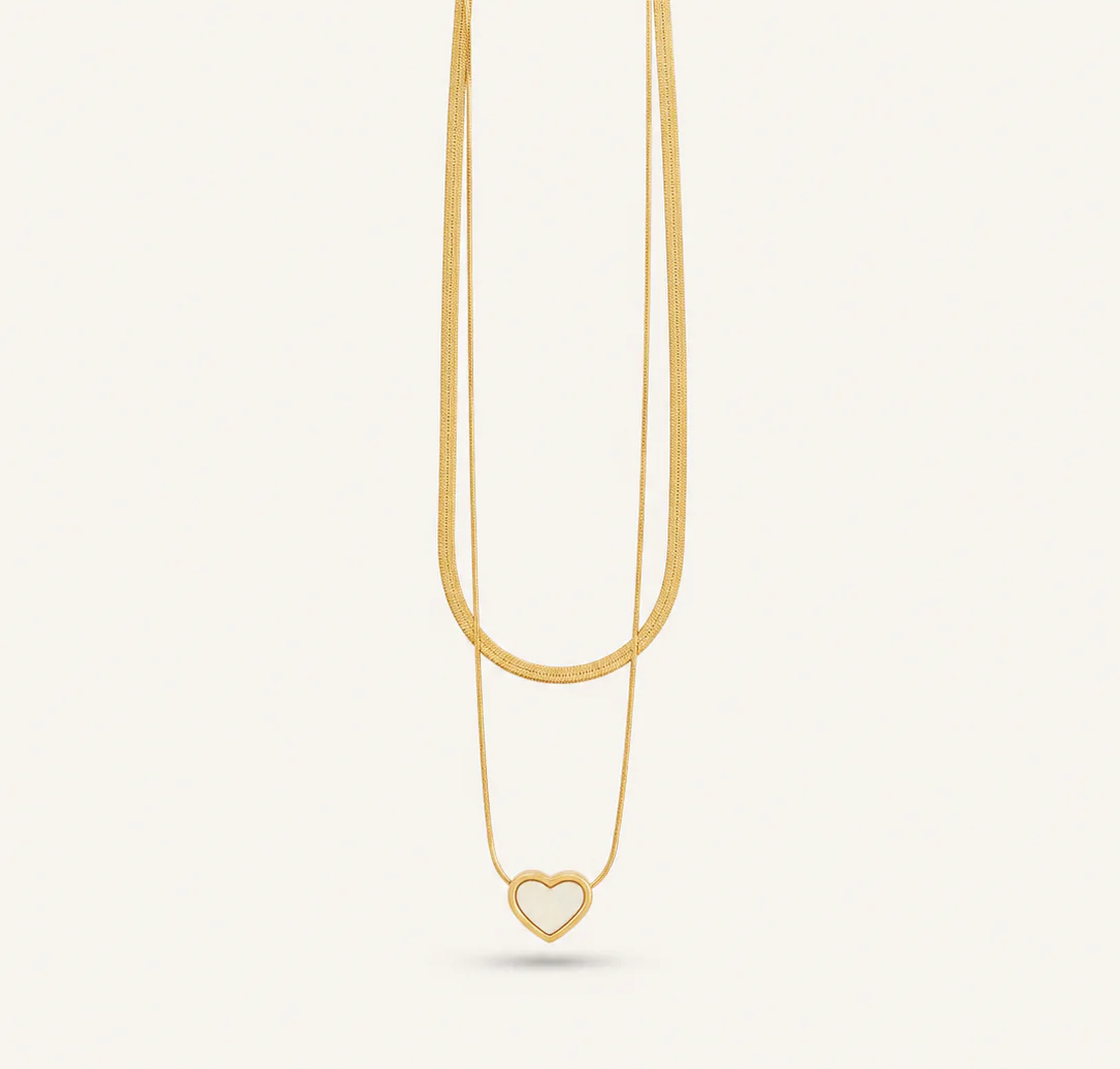 White Heart Two Layered Necklace 🤍
