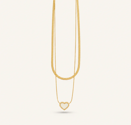 White Heart Two Layered Necklace 🤍
